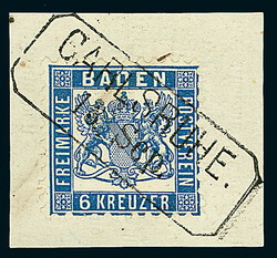 6 Kr. ultramarin und 6 Kr. preußischblau, "a"- und "b"-Farbe, zwei ...