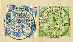 6 Kr. grauultramarin, bessere Farbe "aa", zweimal jeweils in ...