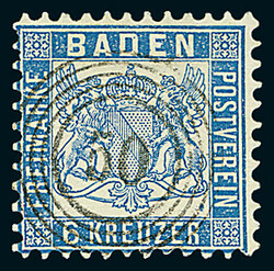 6 Kr. preußischblau, gute "b"-Farbe, fünf Luxusstücke mit ...