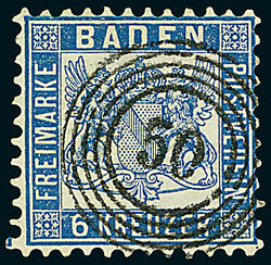 6 Kr. preußischblau, gute "b"-Farbe, fünf Luxusstücke mit ...