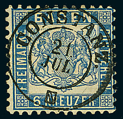 6 Kr. preußischblau, gute "b"-Farbe, vier Luxusstücke mit schön ...