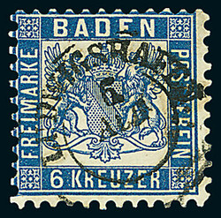 6 Kr. preußischblau, gute "b"-Farbe, vier Luxusstücke mit schön ...