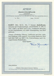 9 Kr. dunkelbraun, gute "c"-Farbe, Einzelfrankatur auf frischem Brief ...