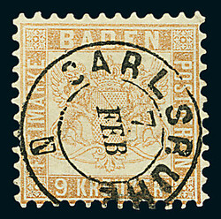 9 Kr. fahlbraun, bessere Farbe "ba", fünf Luxusstücke, davon zwei ...