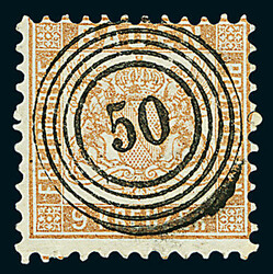 9 Kr. gelbbraun, gute "b"-Farbe, sechs Luxusstücke, davon zwei auf ...