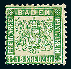 18 Kr. grün, ungebrauchtes Luxusstück. Geprüft Pfenninger und ...