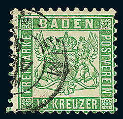 18 Kr. grün, Luxusstück mit K2 "Mannheim". Fotobefund Stegmüller ...