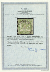 18 Kr. dunkelgrün, gute "b"-Farbe, Luxusstück mit K2 "Villingen 17 ...