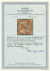 30 Kr. lebhaftgelborange, sehr gut gezähnt und in tiefer, frischer ...