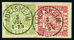 1 Kr. grün und 3 Kr. mittelrosarot, zehn Kabinett- und ...