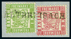 1 Kr. grün und 3 Kr. mittelrosarot, zehn Kabinett- und ...