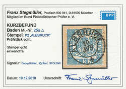 7 Kr. blau, dunkelgelbes Luxus-Briefstück mit vollständig und ...