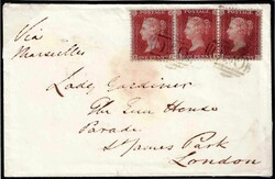 1855 CRIMEAN WAR envelope addressed to Lady Gardiner, The Ena?Inn? ...