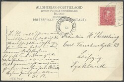 1907 Postcard from REYKJAVIK addressed to Leipzig, Tyskland, franked ...