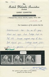 BASUTOLAND SG 58a 1961 QEII ½c. on ½d. Right marginal strip of 3. ...