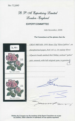 Great Britain SG 1568a 1991 22p Roses. Pair. Silver (Queen’s head) ...