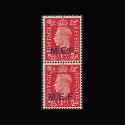 BOIC/MEF SG M6b 1942 1d. pair. ‘Square and round stops’. SUM.  ...