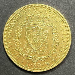 REGNO DI SARDEGNA - 1826 - Carlo Felice 80 Lire oro, Q/SPL