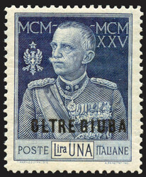 1925 - Giubileo del Re, 1 Lira azzurro, dentellatura 13 e 1/2, ...