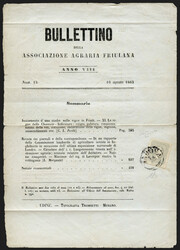 1861 - 1.05 s. grigio chiaro su "Bullettino", annullato a Padova il ...