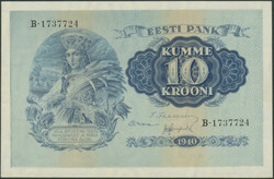 Estland, Eesti Pank, 10 Krooni 1940. Pick 68. I-/ aunc