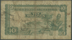 Britisch West Afrika, 10 Schillings 12.1.1955, Pick 9a, Papier stark ...