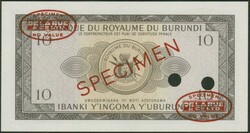 Burundi, Banque du Royaume, 10 Francs, 31.12.65, "Specimen" Nr. 92, ...