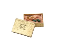 Malachit-Ohranhänger, 18 K Gelbgold, Länge 3,5 cm, zus. ca. 4,28g
