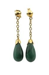 Malachit-Ohranhänger, 18 K Gelbgold, Länge 3,5 cm, zus. ca. 4,28g