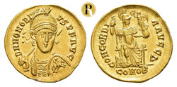 Honorius, 403-408, Solidus (4,47 g), Konstantinopel. Av.: ...