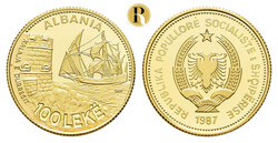 100 Leke 1987, Hafen von Durazzo, 6,45 g, Fb. 23, Schön 59.2, KM 59, ...
