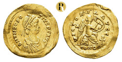 Theodosius II., 420-422, Semissis (2,16 g), Konstantinopel. Av.: ...