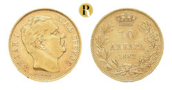 10 Dinara 1882, Gold, Milan I., 3,19 g, Fb. 5, kl. Kratzer, sehr ...