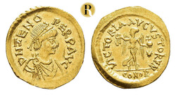 Zeno, 476-491, Tremissis (1,51 g), Konstantinopel. Av.: Kürassiertes ...