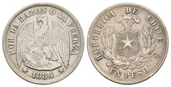 1 Peso, 1872, KM 142.1, kl. Rf., ss