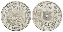 1 Peso, 1872, KM 142.1, wz. Kr., gereinigt, ss-vzAutomatically ...