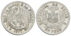 1 Peso, 1877, KM 142.1, kl. Kr. gereinigt, f. vzAutomatically ...