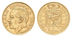 10 Franken ,1946, Franz Joseph II., Fb. 18, gereinigt, wz. Kr., ...
