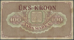 Estland, 1 Kroon o. D (1928), roter Überdruck auf 100 Marka von 1923 ...