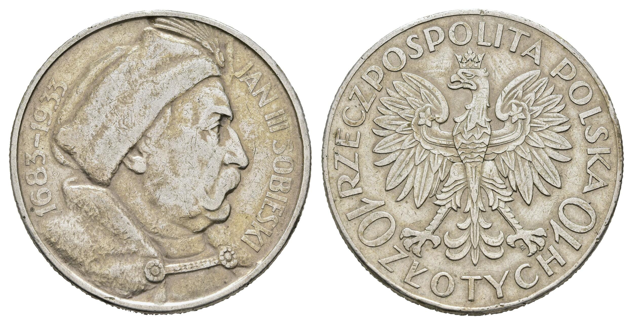 10 Zloty, 1933, Jan III. Sobieski, Parchimowicz 121, Rf., ...