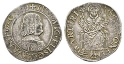 Messerano, Testone (8,29g), o.J. (1528-1532), Ludovico II. Fieschi, ...