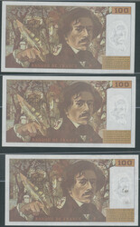 Frankreich, Banque de France, 3x 100 Francs 1994, Sign. ...