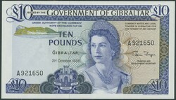 Gibraltar, Government of Gibraltar, 10 Pounds 21.10.1986, P 22b. Erh. ...
