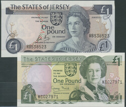 Jersey, 2 St: 1 Pound o. D (1976-88) P- 11b; 1 Pound o. D (1993) ...