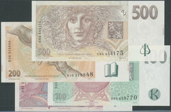 Tschechische Republik, Lot 4 St: 50, 100, 200 und 500 Korun 1997, ...