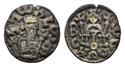 AKSUM, Denar (1,02 g), Anfang 7. Jh. Armah. Av.: Gerüstetes und ...