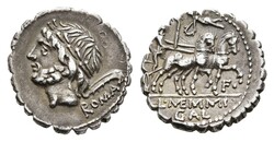 MÜNZEN RÖMISCHE REPUBLIK, L. Memmius Galeria, Denar (Serratus)(4 ...