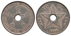 Belgisch-Kongo, 10 Centimes, 1888, Brüssel, Leopold II., KM 4, vz.  ...