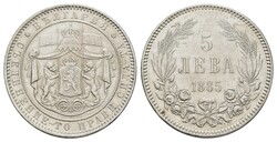 5 Lewa, 1885, Alexander I., KM 7, gereinigt, Kr. u. Rf., ss-vz.  ...