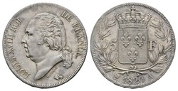 5 Francs, 1816, A, Louis XVIII., Gad. 614, Rf., kl. Kr., f. vz